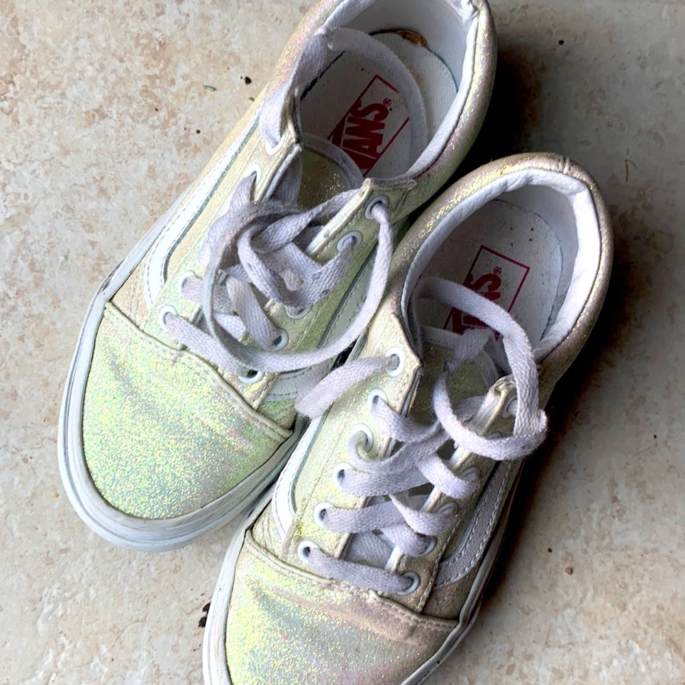 Vans white glitter sneakers girls size 2